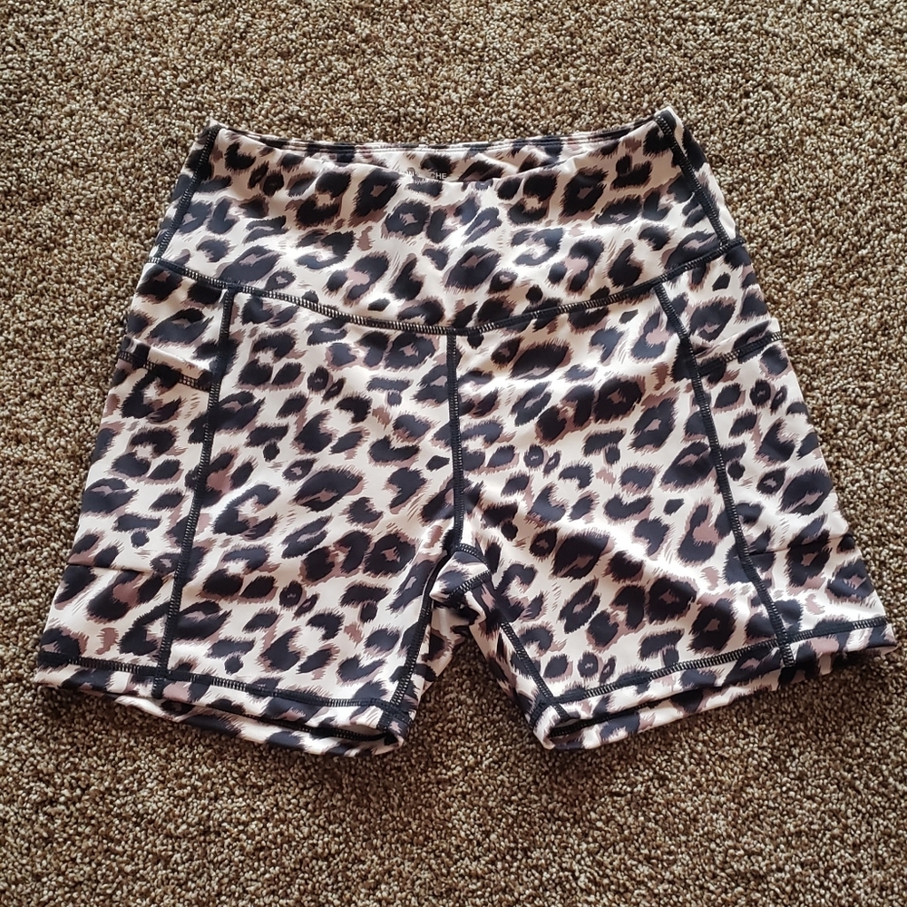 Leopard print spandex shorts